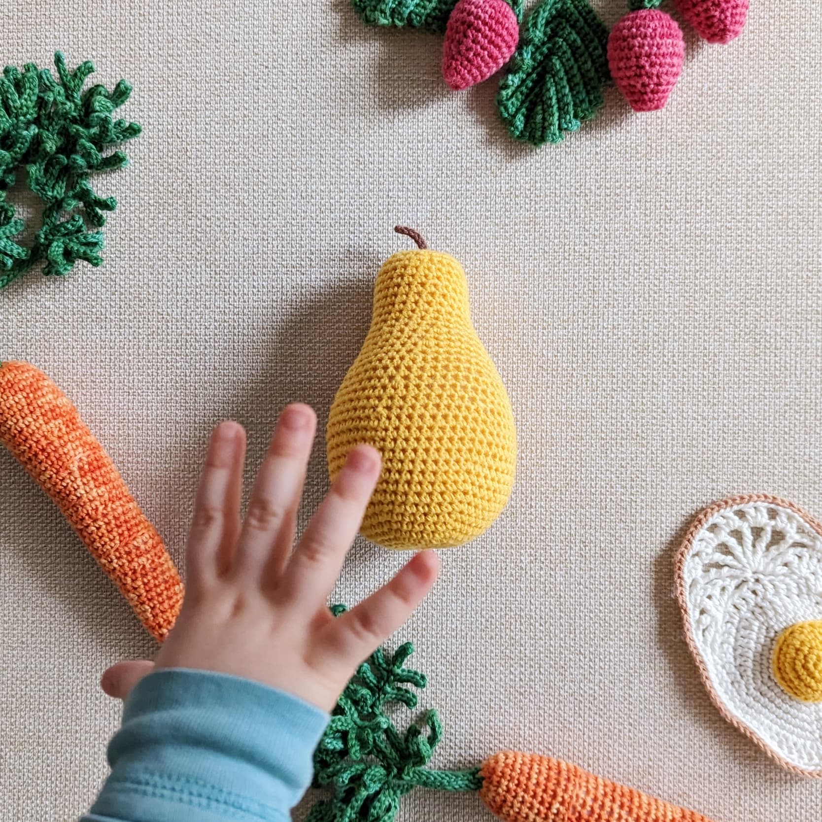 Variety of crochet toys